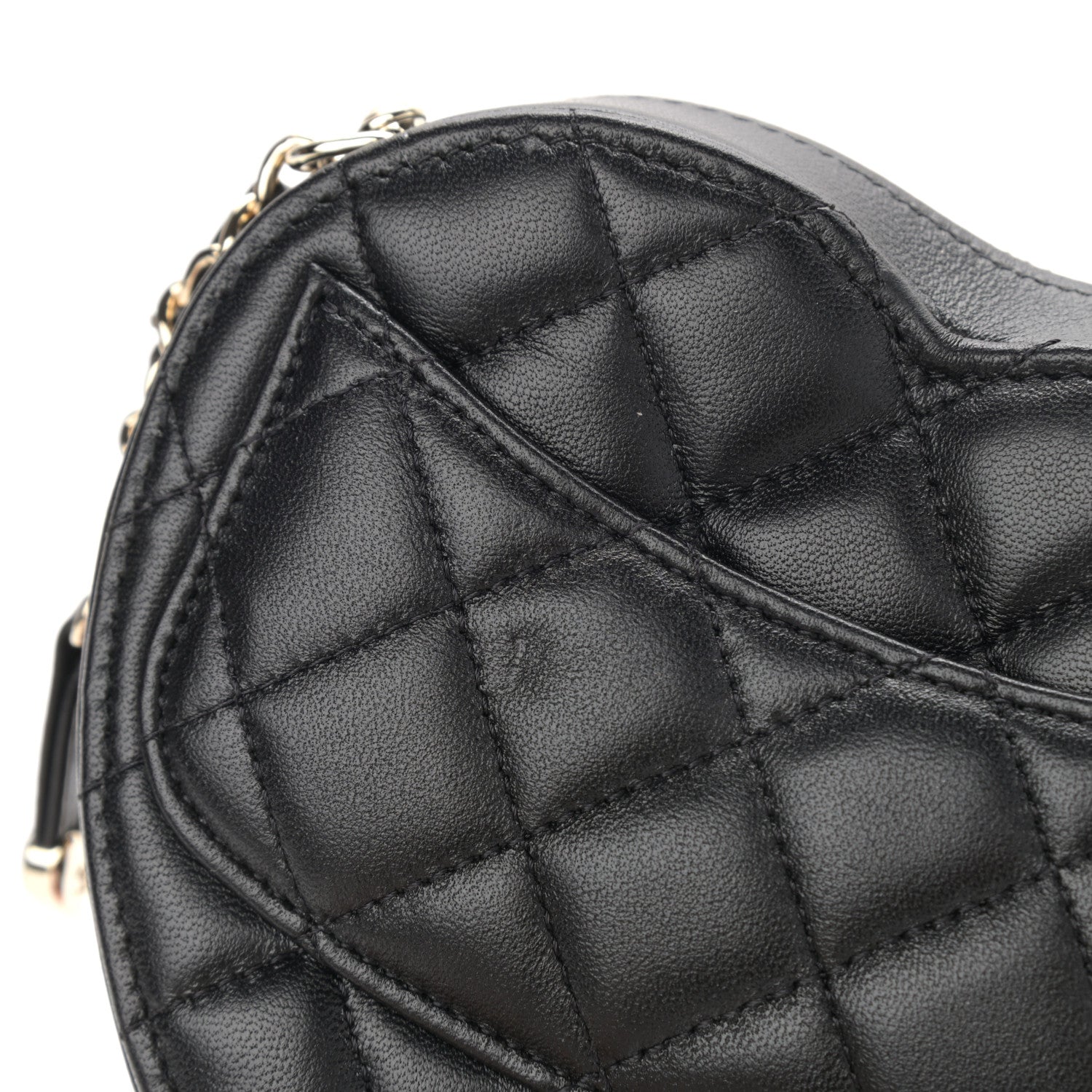 Chanel Lambskin Quilted CC In Love Heart Clutch With Chain Black 11 of 13