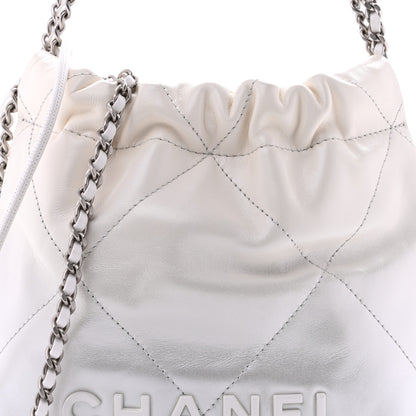 Chanel Metallic Shaded Calfskin Quilted Mini Chanel 22 White Silver 8 of 11