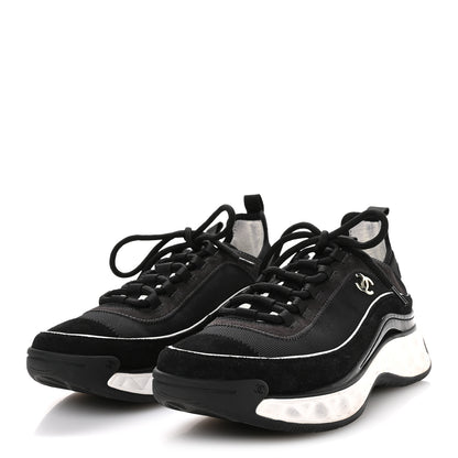 Chanel Velvet Calfskin Mixed Fibers CC Sneakers 39.5 Black 4 of 7