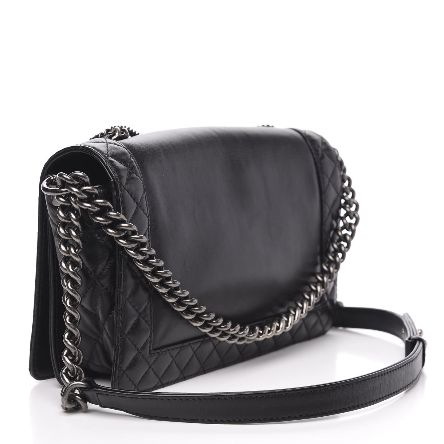 Calfskin Enchained Medium Boy Flap Black