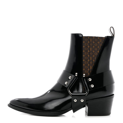 Louis Vuitton Calfskin Monogram Rhapsody Ankle Boots 38.5 Black 1 of 18