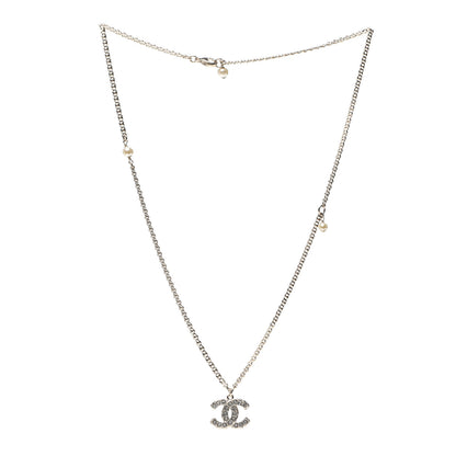 Chanel Pearl Crystal CC Pendant Necklace Gold 2 of 4