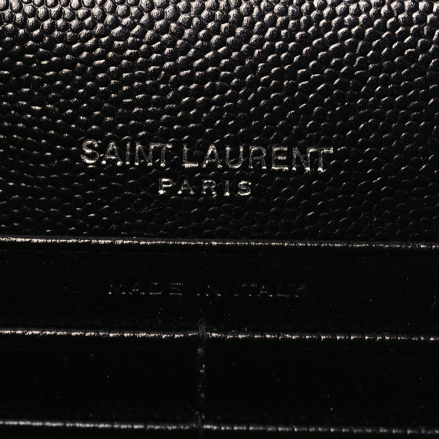 Grain De Poudre Matelasse Chevron Monogram Envelope Chain Wallet Black