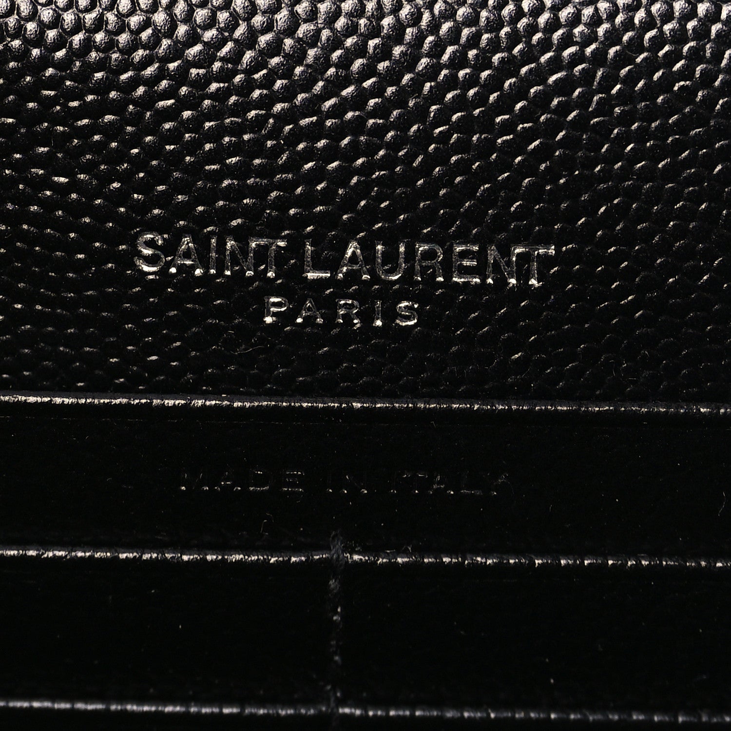 Saint Laurent Grain De Poudre Matelasse Chevron Monogram Envelope Chain Wallet Black 6 of 9