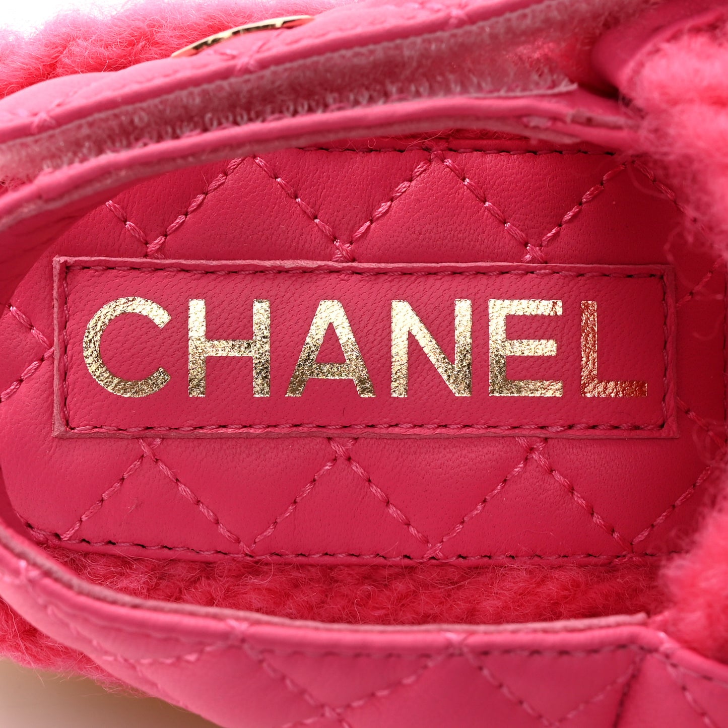 Cord Lambskin Quilted Logo Sandals 35 Pink