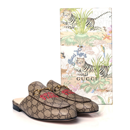 Gucci GG Supreme Monogram Tiger Womens Princetown Slippers 41 Beige Red 9 of 9