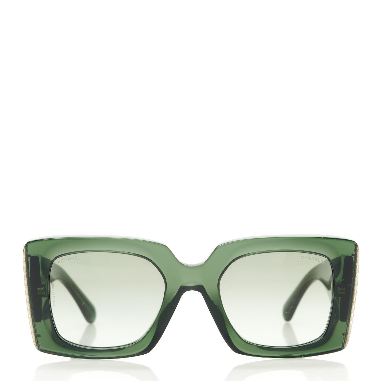 Chanel Acetate Pearl Rectangle Sunglasses 5480-H Dark Green 2 of 8