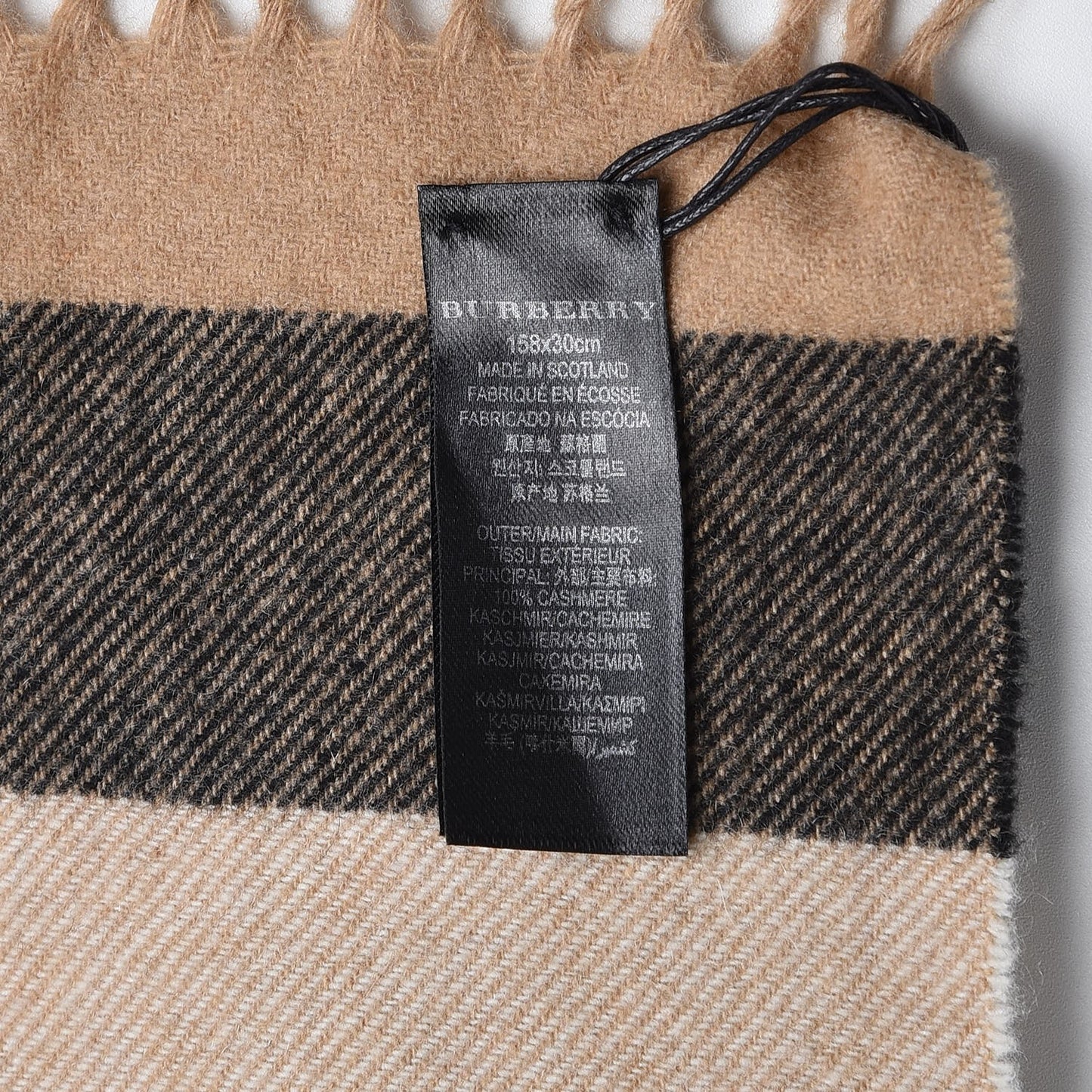 Prorsum Cashmere Half Mega Check Fringe Scarf Camel