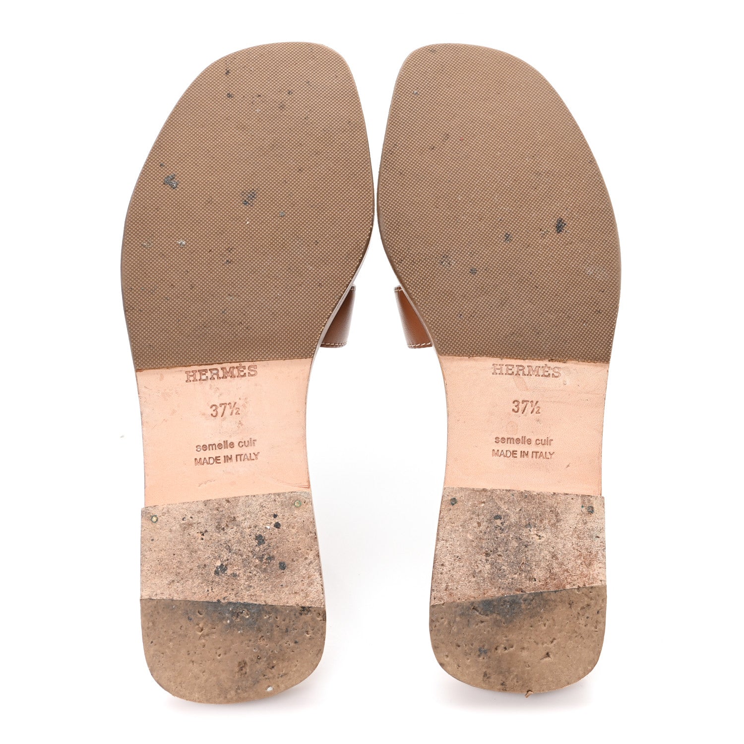 Hermes Box Calfskin Oran Sandals 37.5 Gold 6 of 9