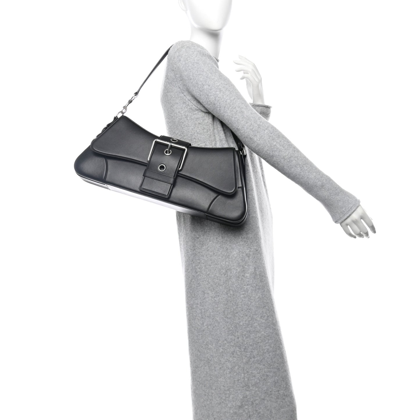 Smooth Calfskin Large Lindsay Shoulder Bag Black
