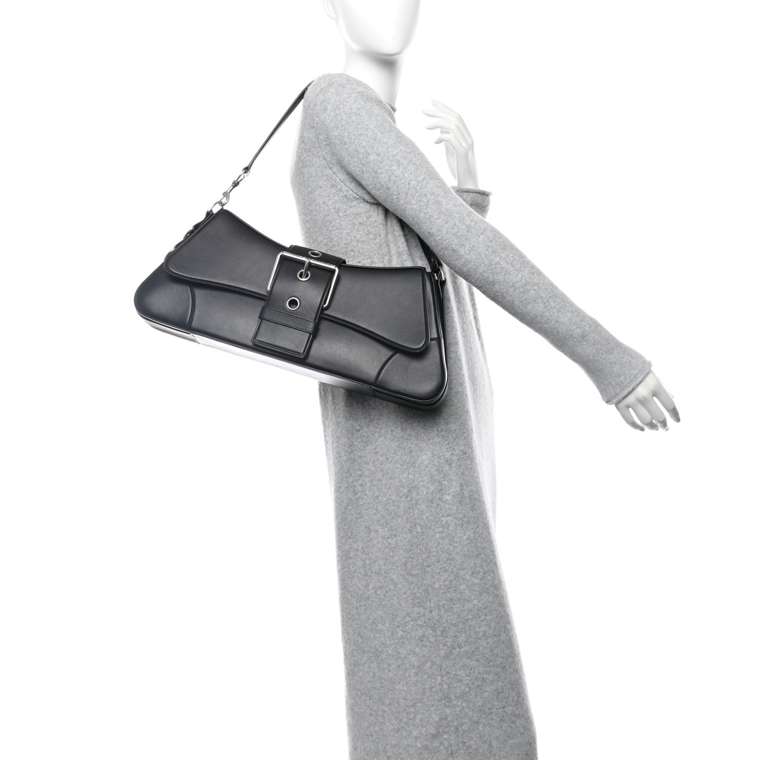 Balenciaga Smooth Calfskin Large Lindsay Shoulder Bag Black 2 of 11