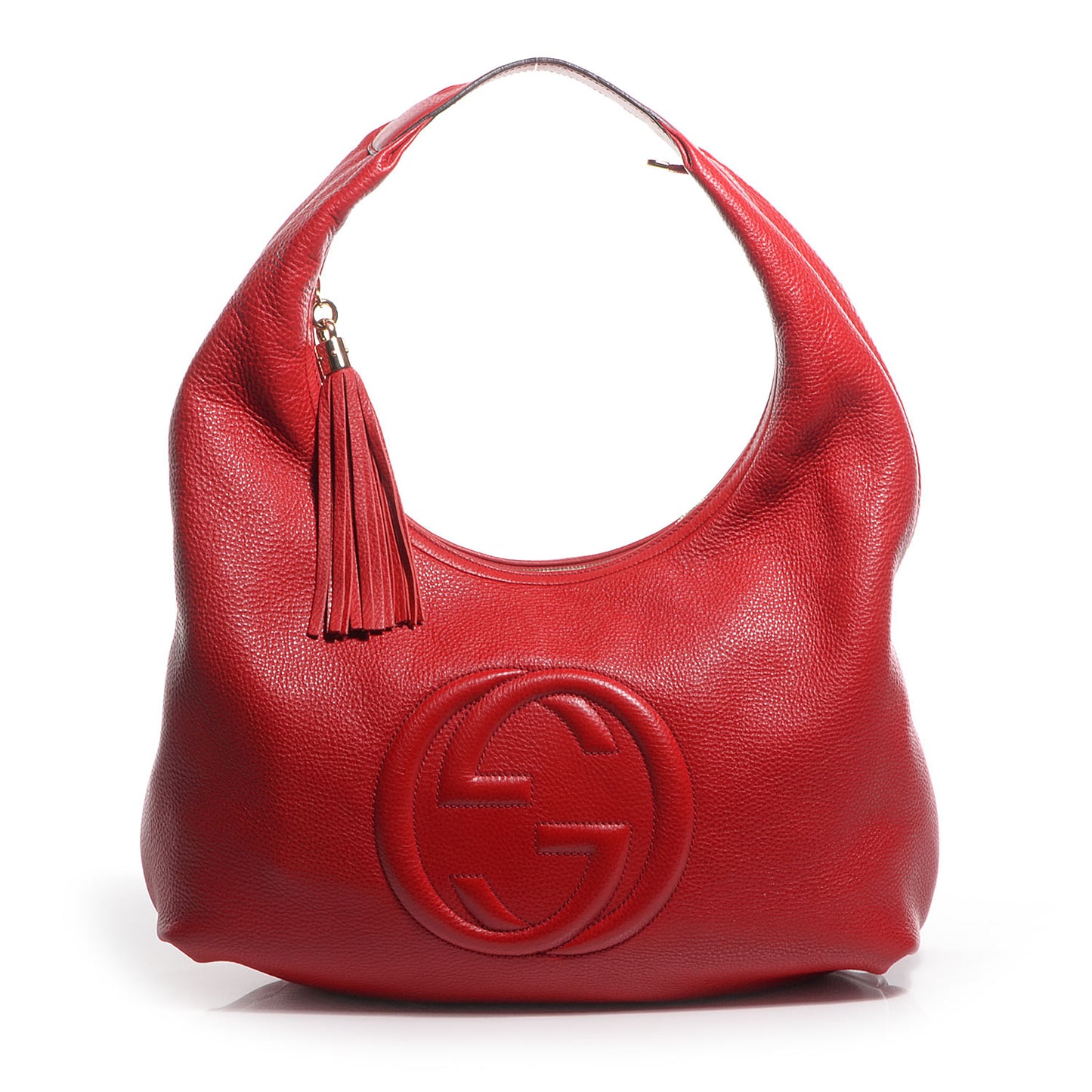 Pebbled Calfskin Large Soho Hobo Red