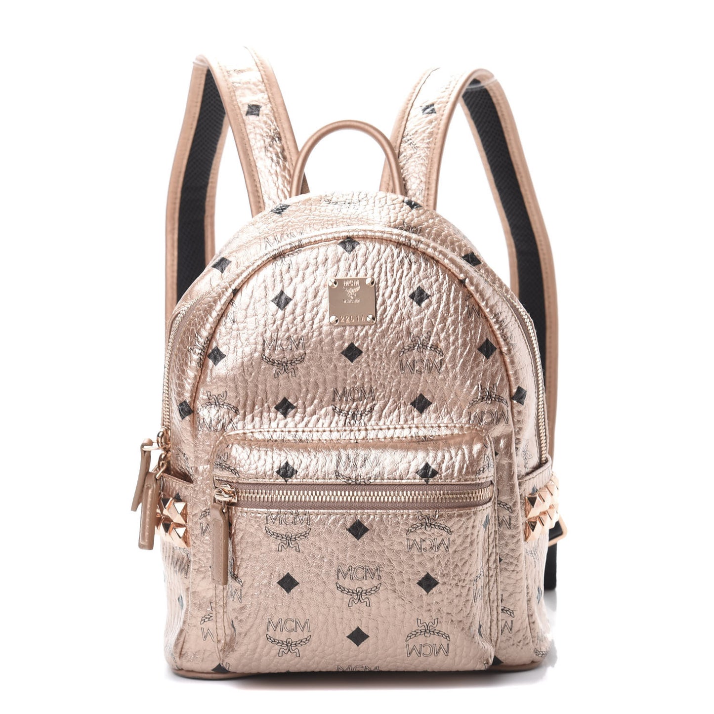 Metallic Visetos Side Stud Mini Stark Backpack Champagne Gold