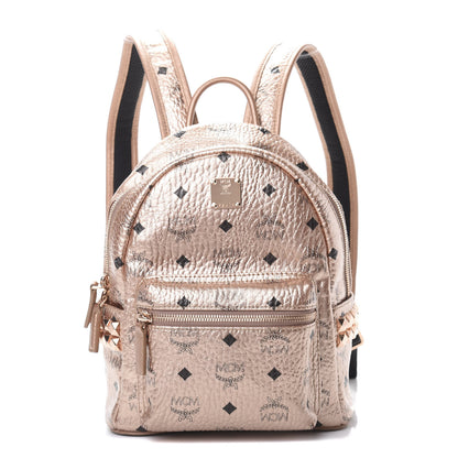 MCM Metallic Visetos Side Stud Mini Stark Backpack Champagne Gold 1 of 13