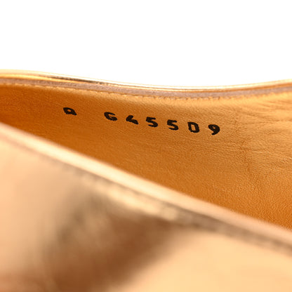 Chanel Laminated Crumpled Lambskin Grosgrain Cap Toe CC Slingback Pumps 39.5 Gold Black 9 of 10