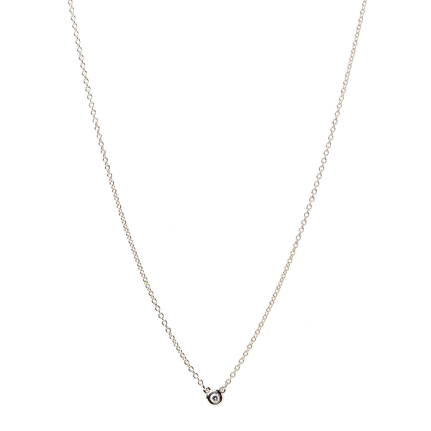 Tiffany 18K Rose Gold Diamond .03ct Elsa Peretti Diamonds by the Yard Pendant Necklace 1 of 7