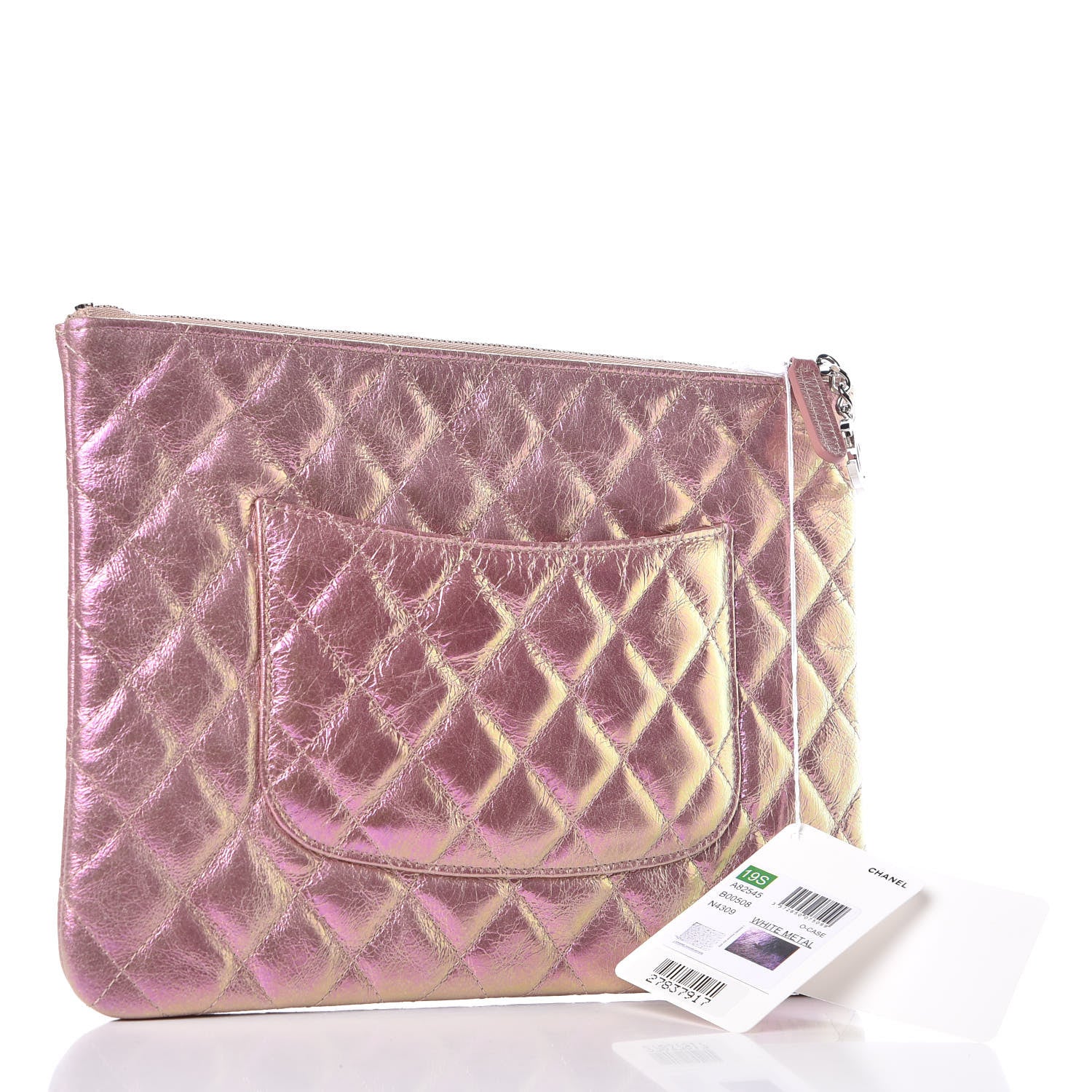 Chanel Iridescent Crumpled Calfskin Medium Cosmetic Case Pink 3 of 9