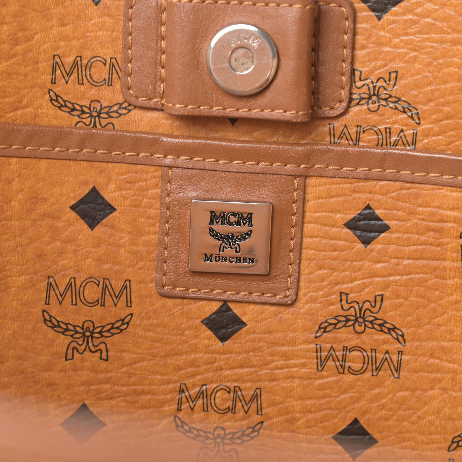 MCM Visetos Shopping Tote Cognac 6 of 18