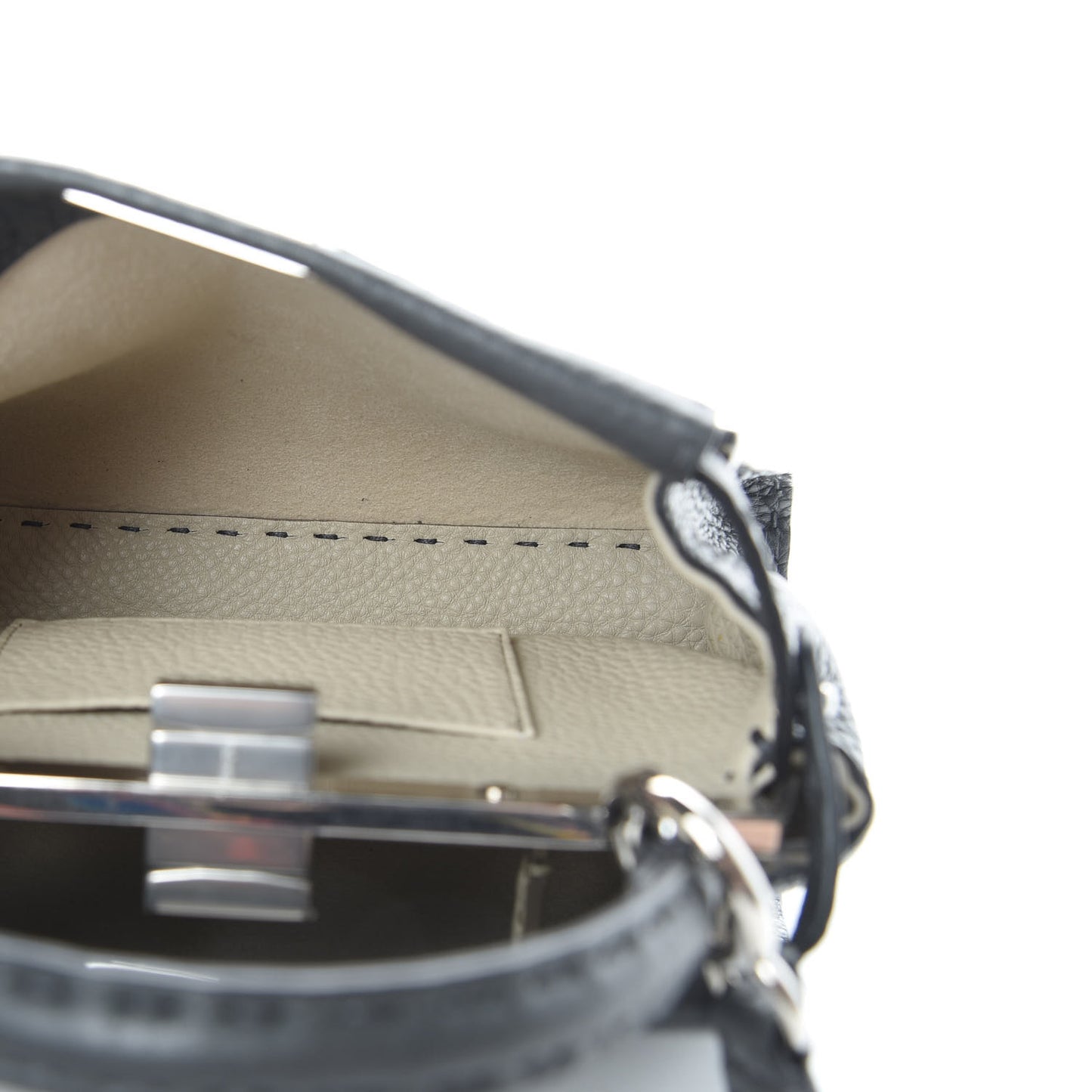 Cuoio Romano Selleria Bi-Color Mini Peekaboo Iconic Satchel Asfalto Latte