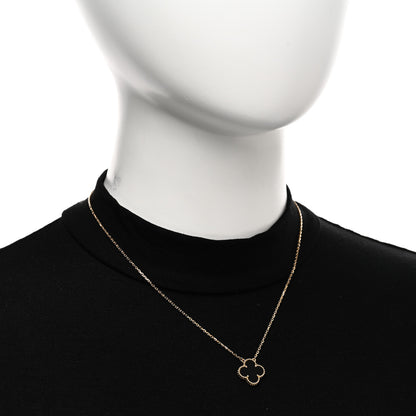 Van Cleef & Arpels 18K Yellow Gold Black Onyx Vintage Alhambra Pendant Necklace 2 of 5