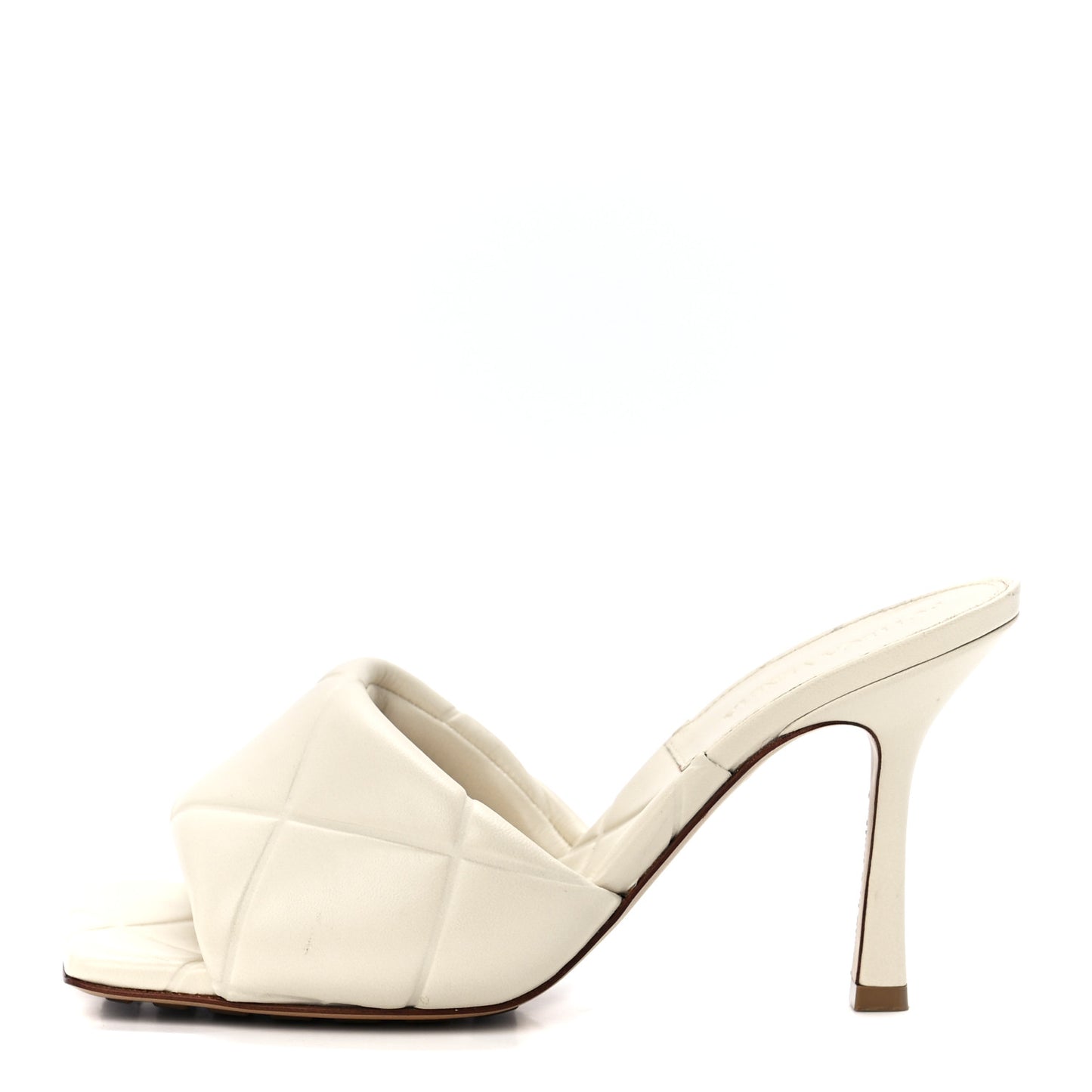 Nappa Quilted Rubber Lido Mule Sandals 37.5 Sea Salt