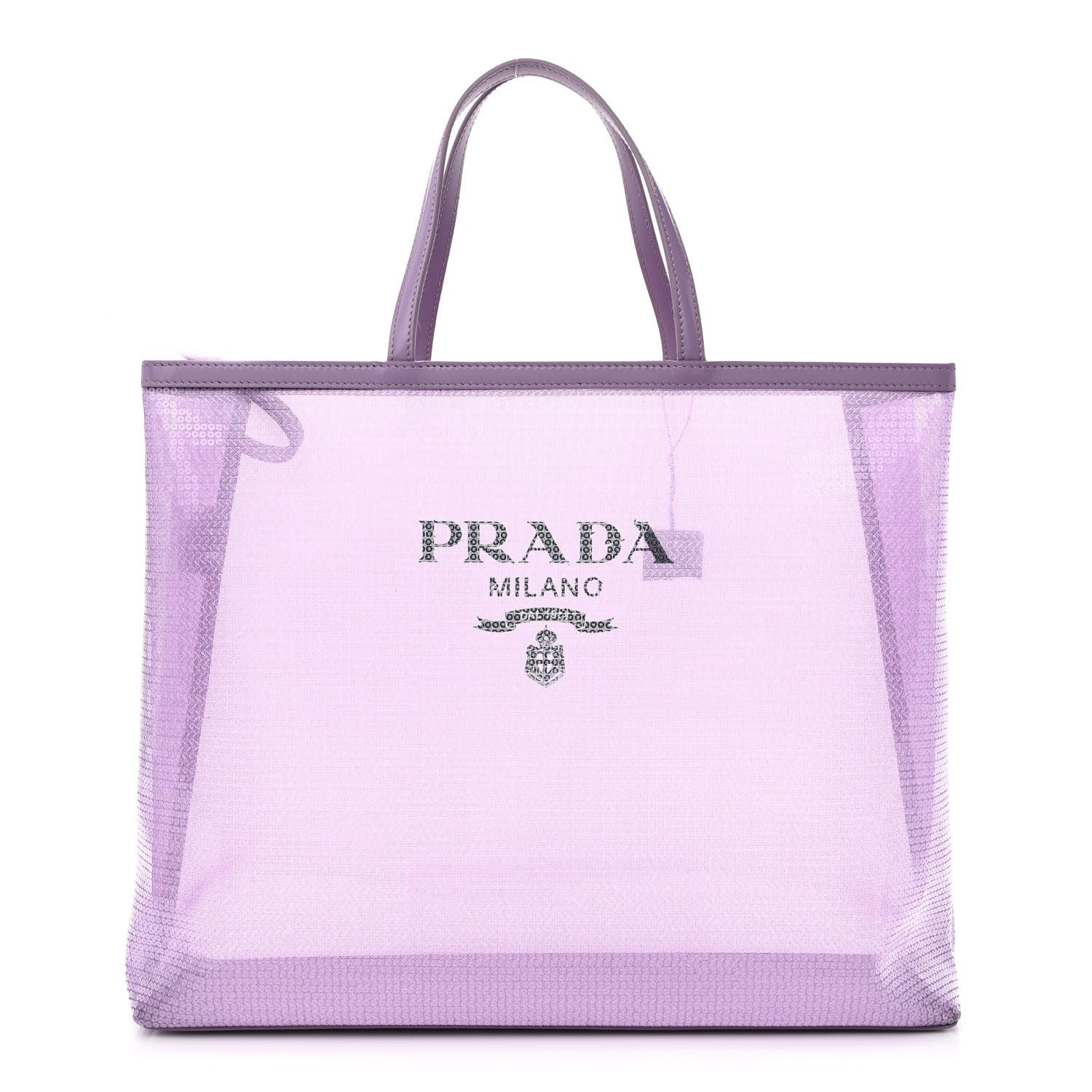 Prada Mesh Paillettes Spazzolato Logo Shopping Tote Lilium 3 of 14