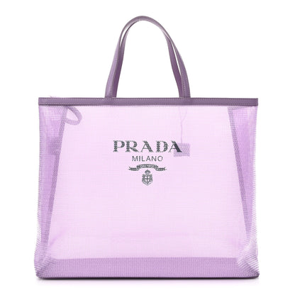 Prada Mesh Paillettes Spazzolato Logo Shopping Tote Lilium 3 of 14