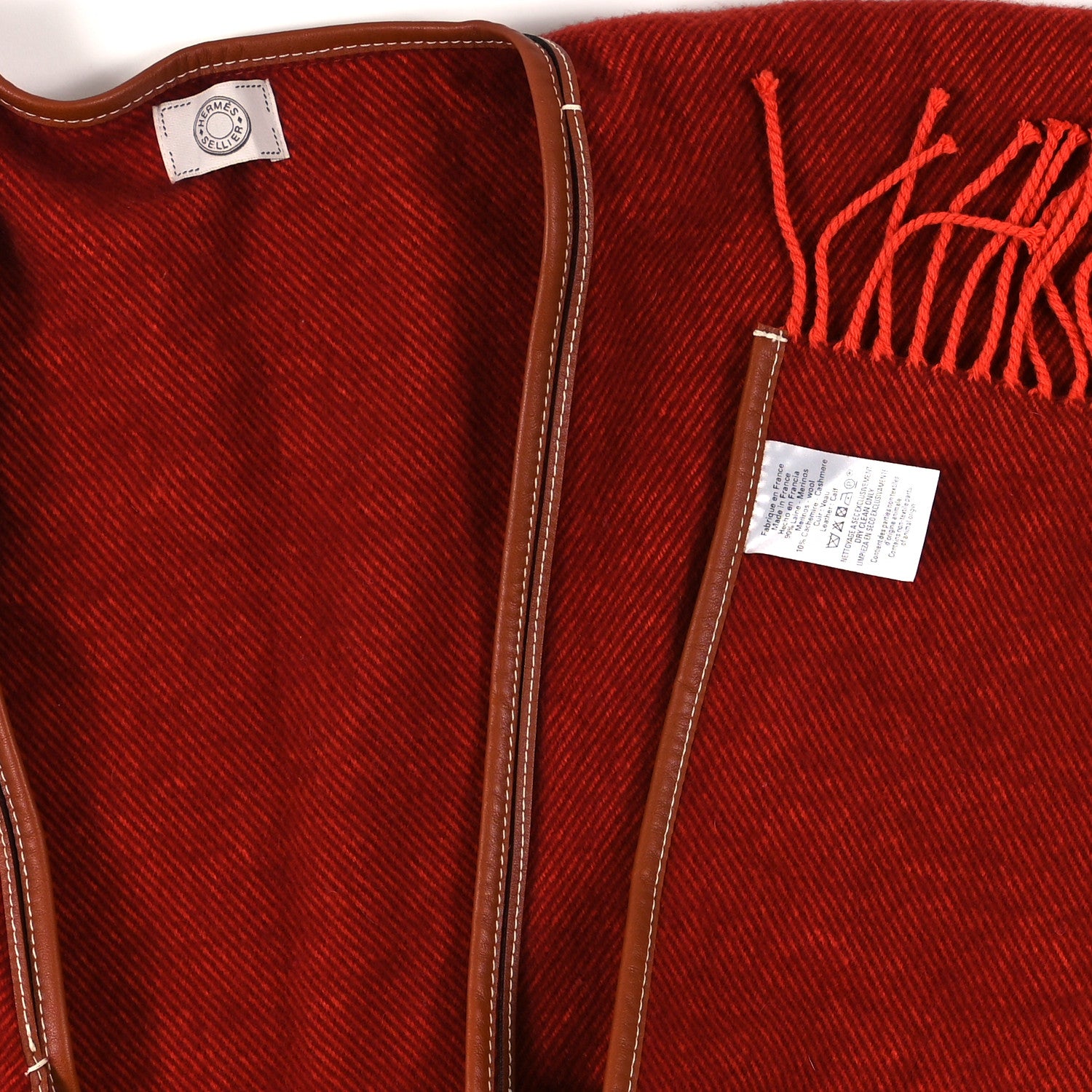 Hermes Merino Wool Cashmere Rocabar Poncho Rouge H 3 of 3