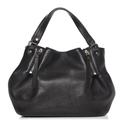 Burberry Grainy Calfskin House Check Small Maidstone Black 1 of 11