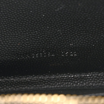Saint Laurent Grain De Poudre Matelasse Chevron Monogram Zip Around Wallet Black 7 of 9
