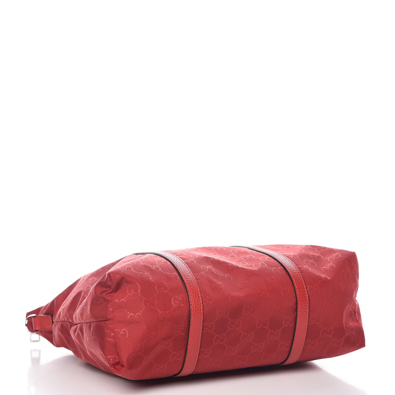 Gucci Nylon Monogram Dollar Calfskin Medium Vertical Tote Vibrant Red 5 of 10