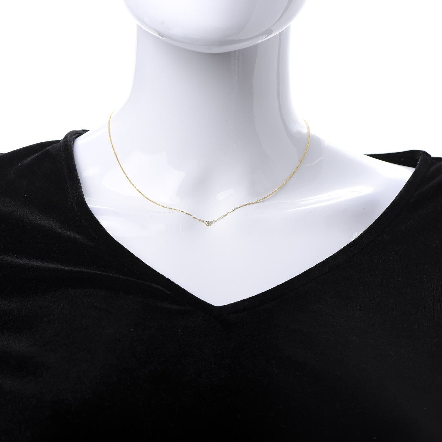 Tiffany 18K Yellow Gold Diamond .05ct Elsa Peretti Diamonds by the Yard Pendant Necklace 2 of 6