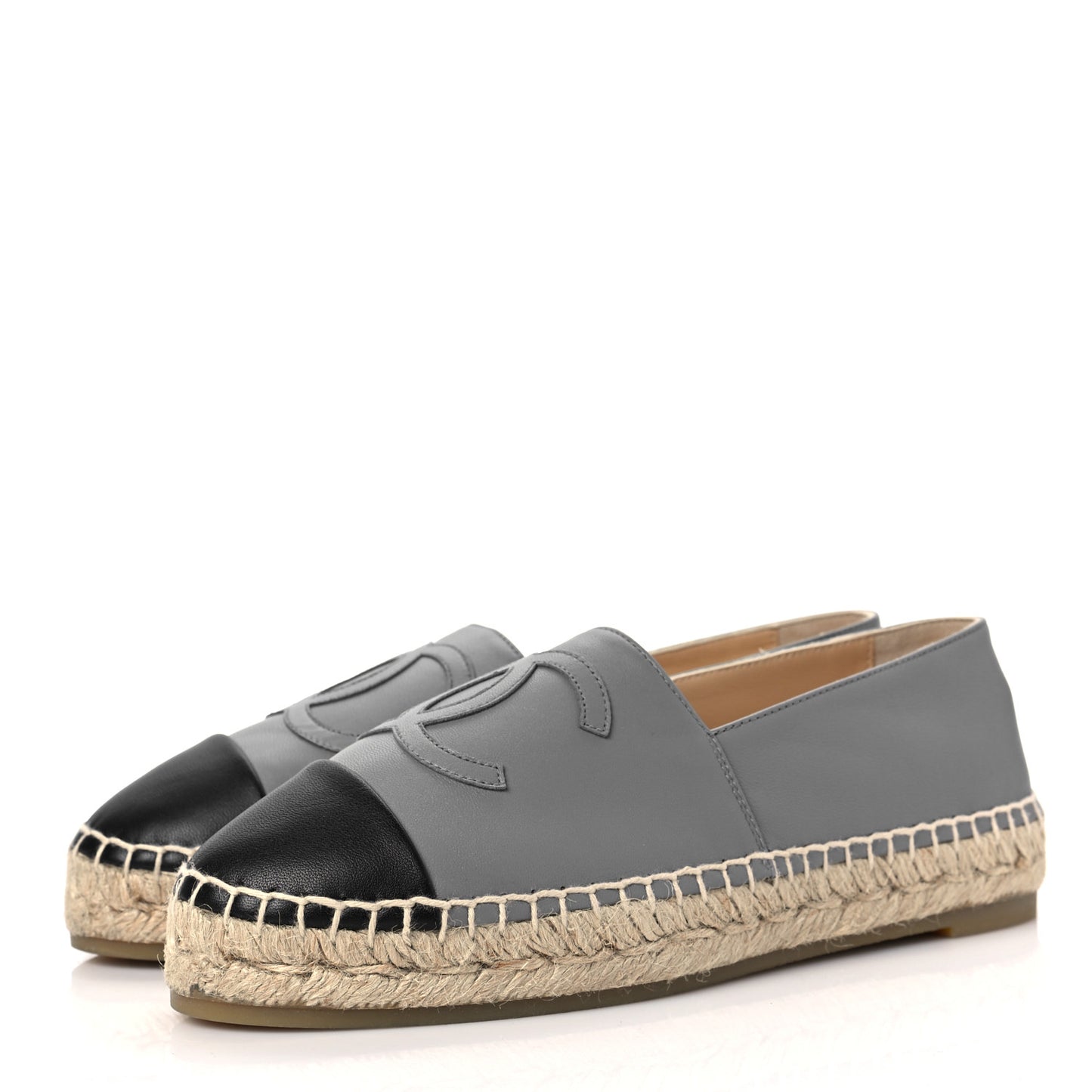 Lambskin CC Espadrilles 38 Grey Black