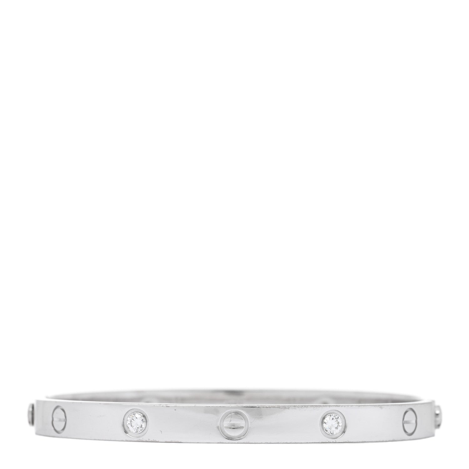Cartier 18K White Gold 4 Diamond Love Bracelet 17 2 of 7