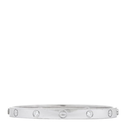 Cartier 18K White Gold 4 Diamond Love Bracelet 17 2 of 7