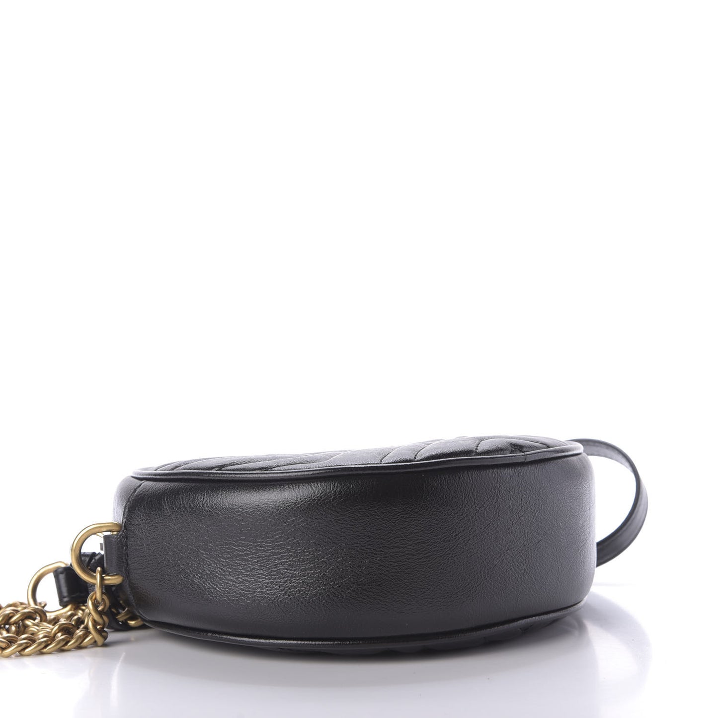 Azalea Calfskin Matelasse Heart Mini GG Marmont Round Shoulder Bag Black