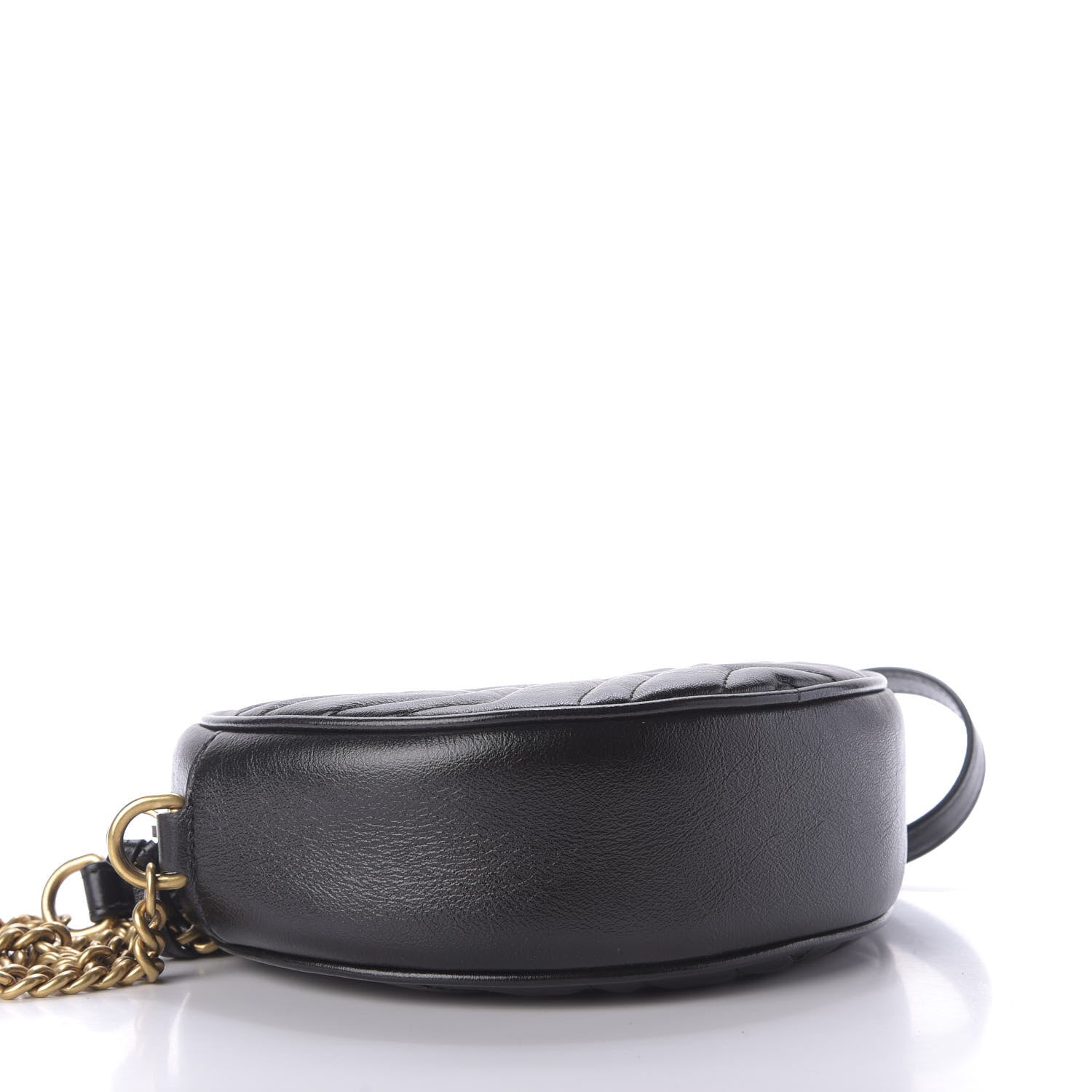 Gucci Azalea Calfskin Matelasse Heart Mini GG Marmont Round Shoulder Bag Black 4 of 9