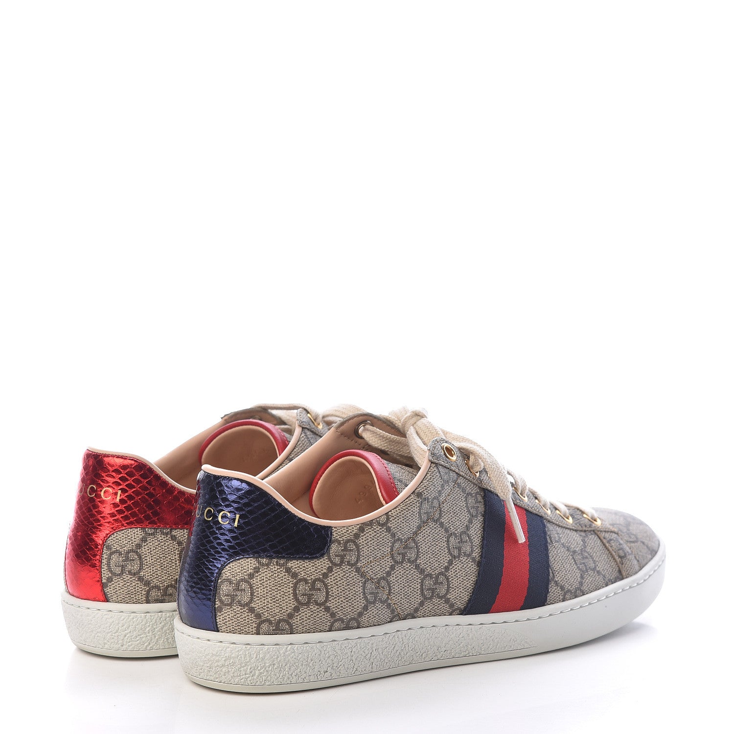 Gucci GG Supreme Monogram Womens Ace Low-Top Sneaker 38 Beige 4 of 11
