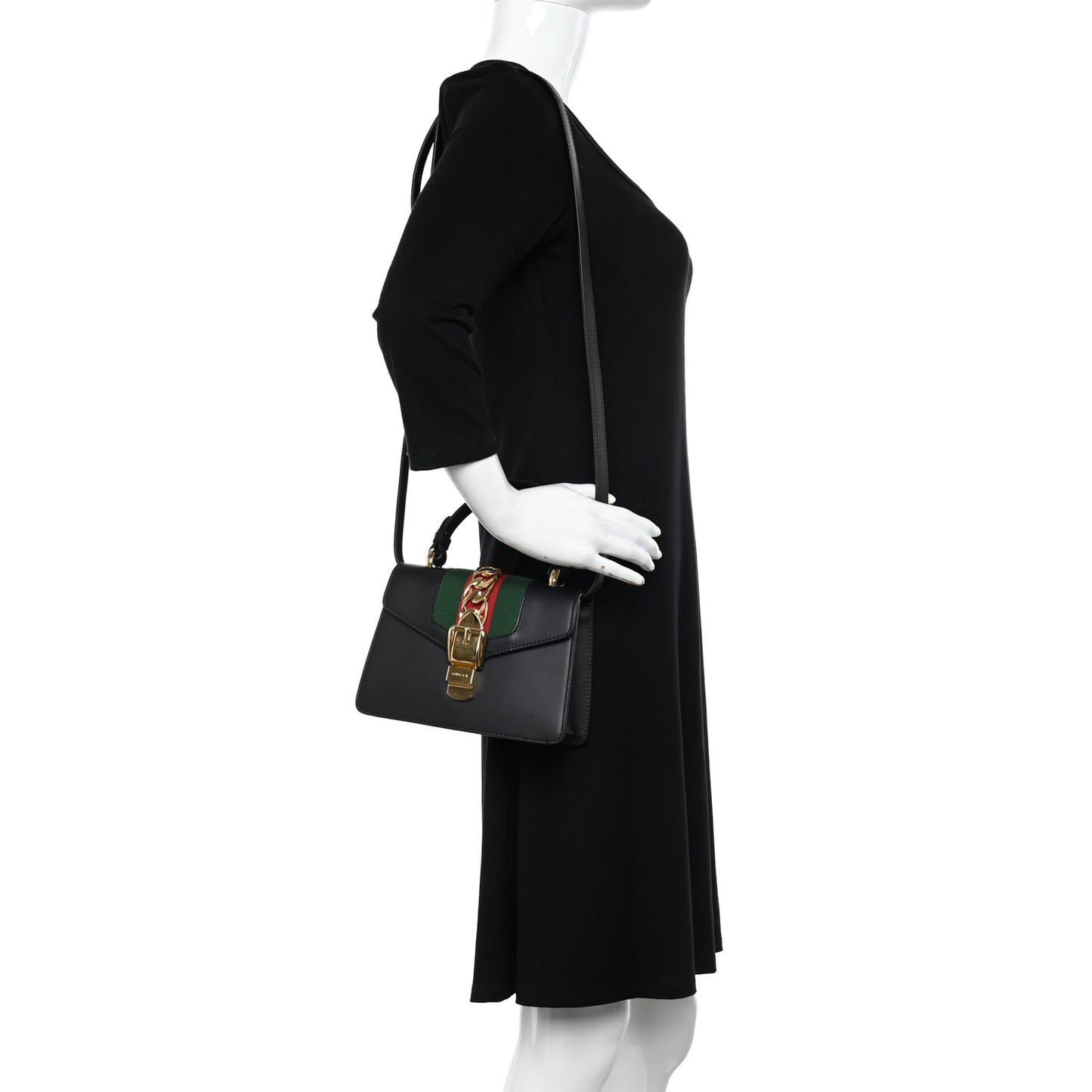 Calfskin Mini Sylvie Top Handle Bag Black