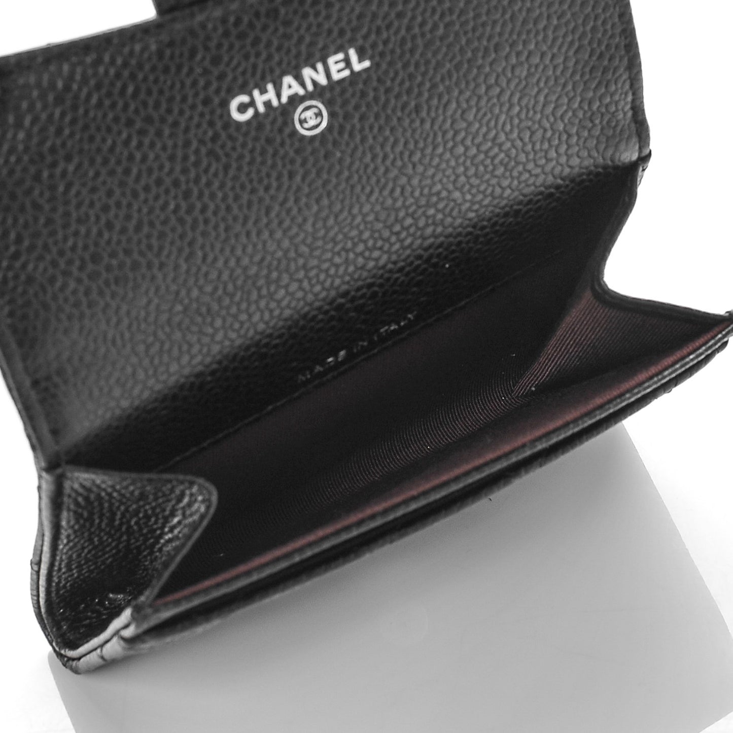 Caviar Quilted Flap Card Holder Black