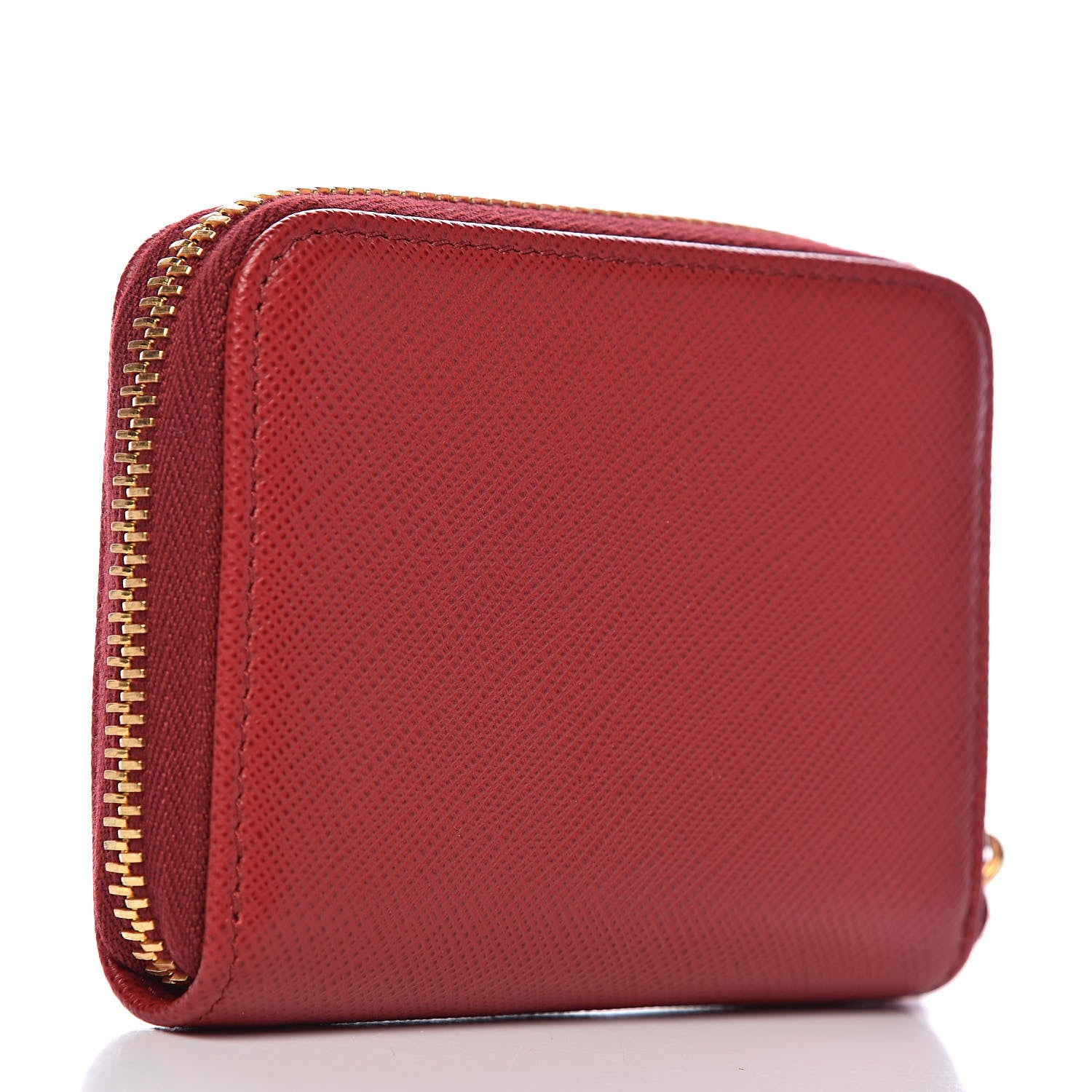 Prada Saffiano Metal Zip Coin Purse Fuoco 3 of 7