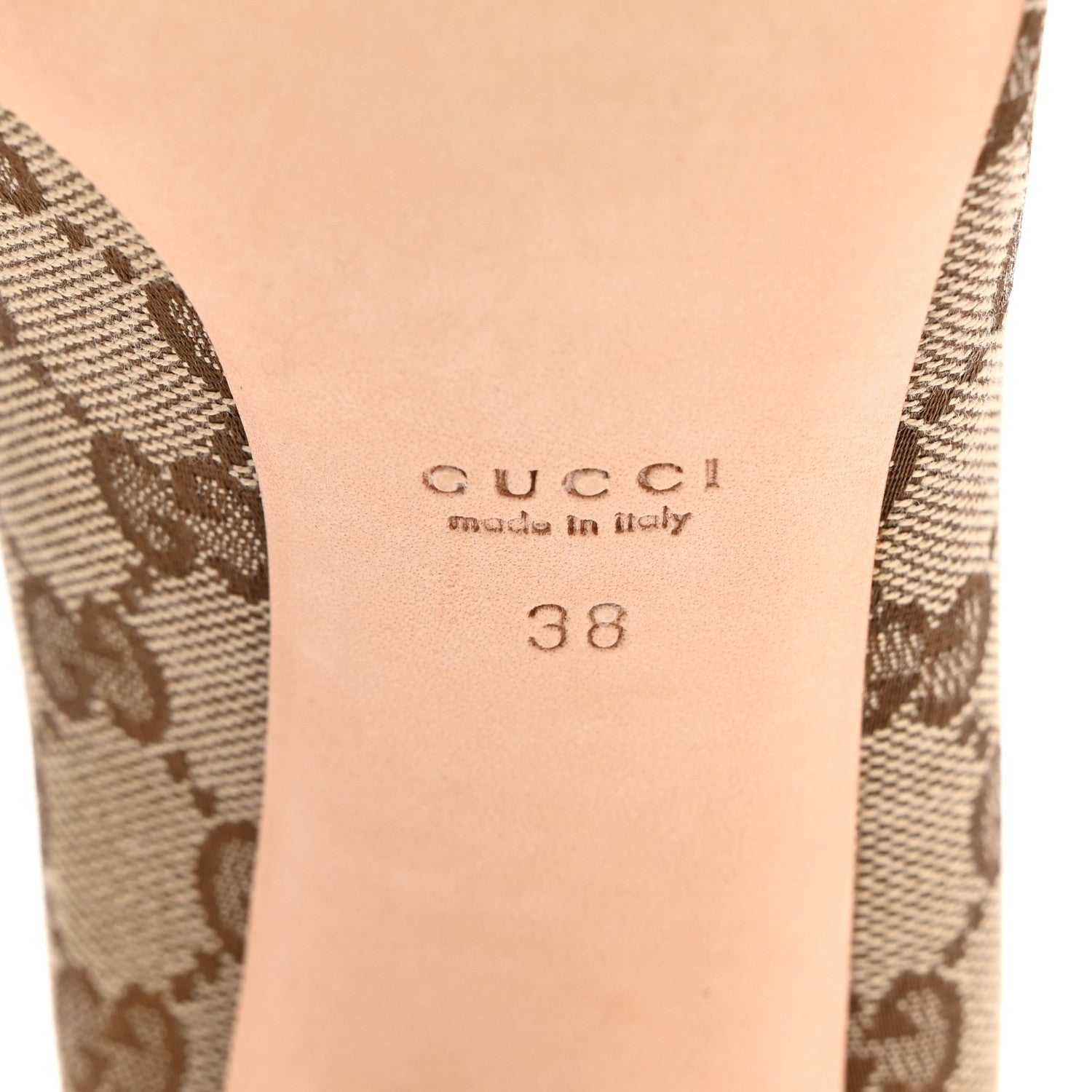 Gucci Monogram GG Grained Calfskin Horsebit Pumps 38 Brown 8 of 9