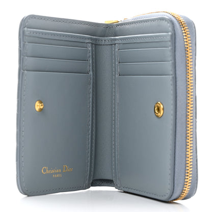 Christian Dior Grained Calfskin Supple Cannage Caro Scarlet Zipped Wallet Cloud Blue 5 of 10