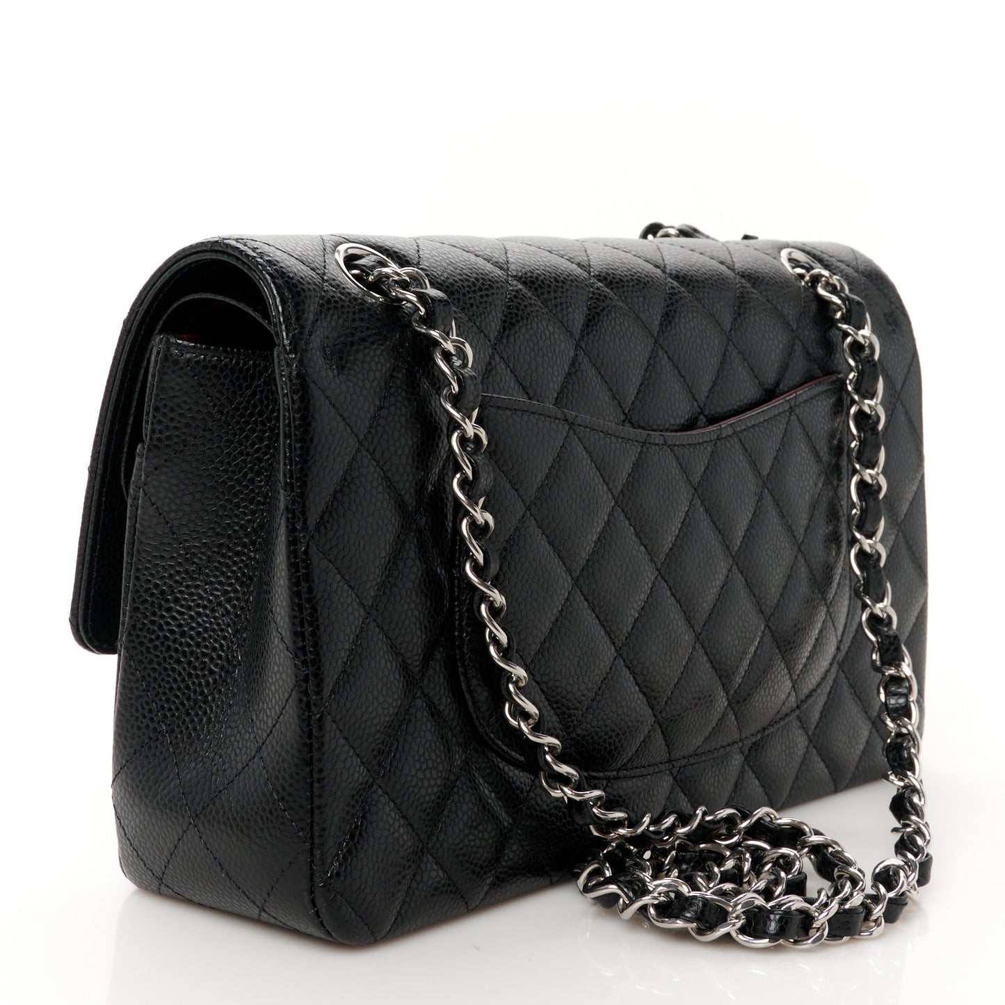 Caviar Quilted Medium Double Flap Black