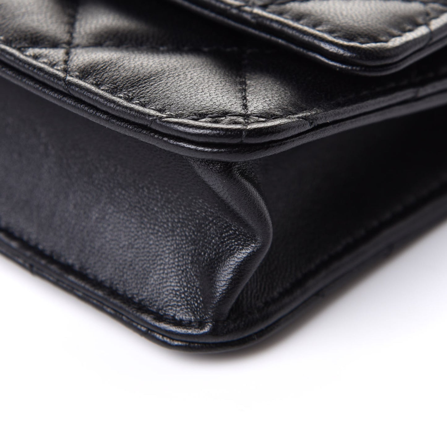 Lambskin Quilted CC Hook Card Holder So Black