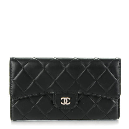 Chanel Lambskin Quilted Large Flap Wallet Black 1 of 8