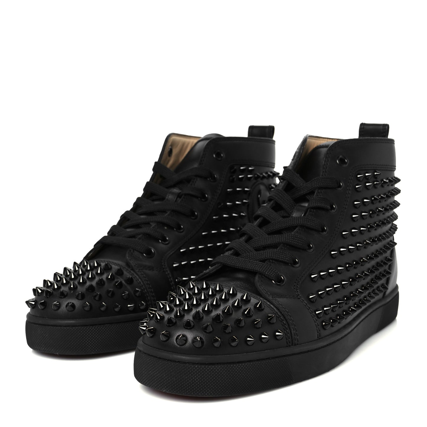 Calfskin Mens Louis Spikes Flat Sneakers 42.5 Black