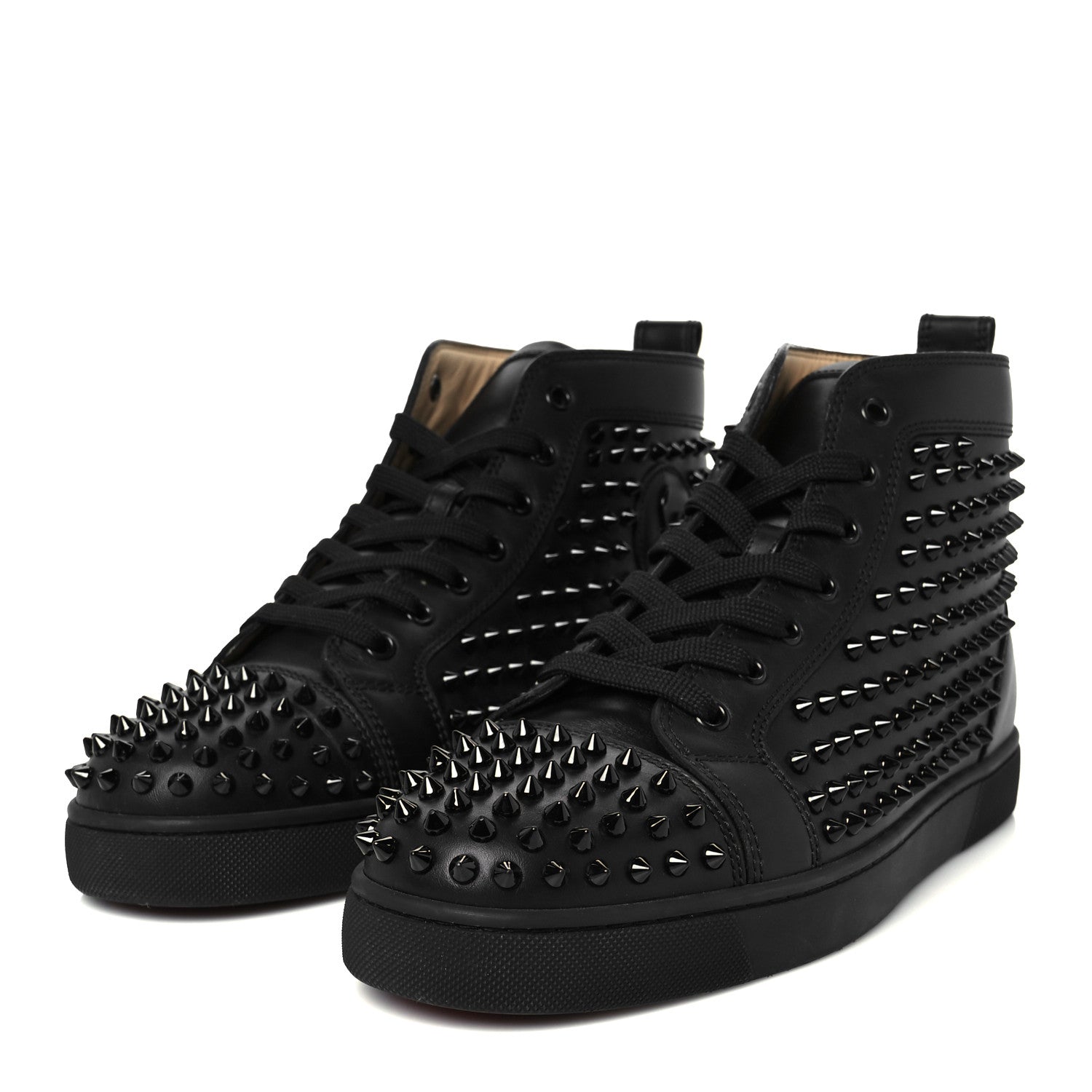Christian Louboutin Calfskin Mens Louis Spikes Flat Sneakers 42.5 Black 4 of 10