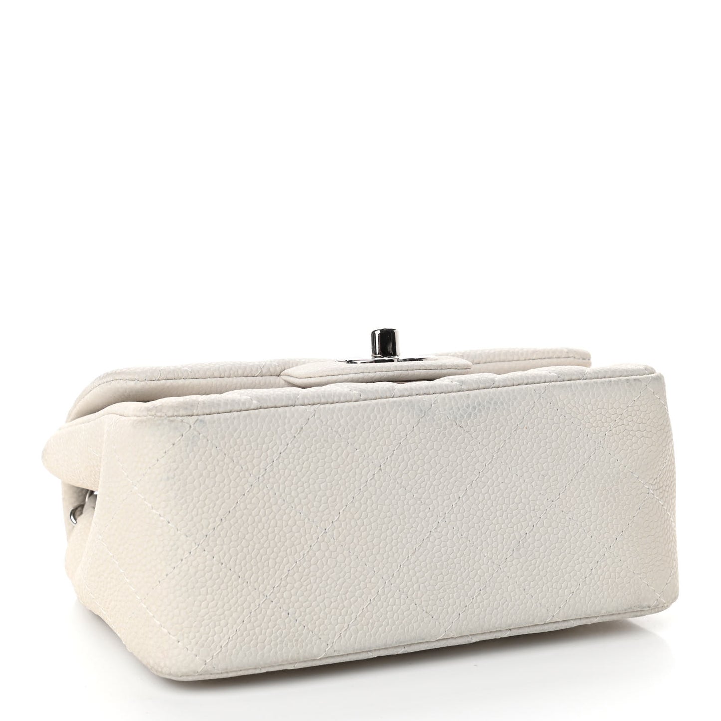 Caviar Quilted Mini Square Flap White