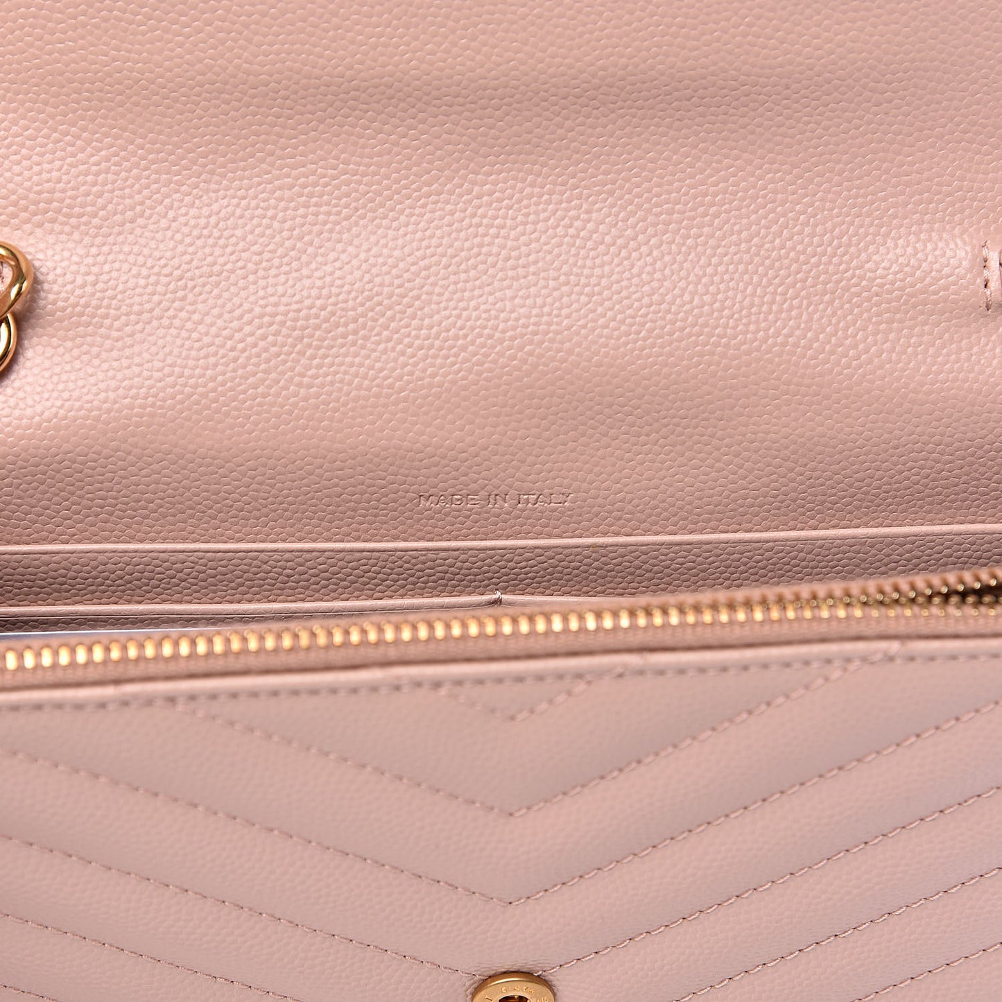 Grain De Poudre Matelasse Chevron Monogram Envelope Chain Wallet Pale Pink